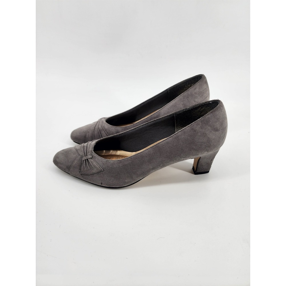 LifeStride Sally Madison Grey Faux Suede Kitten Heel Pumps 6.5M 542L95 Vintage
